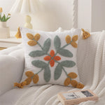 Nordic plant leaf tufted cushion